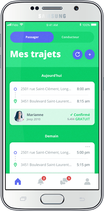 Image de l'appli sur Android